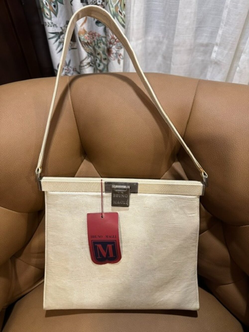 Bruno Magli Lizard Effect Calf Skin Handbag